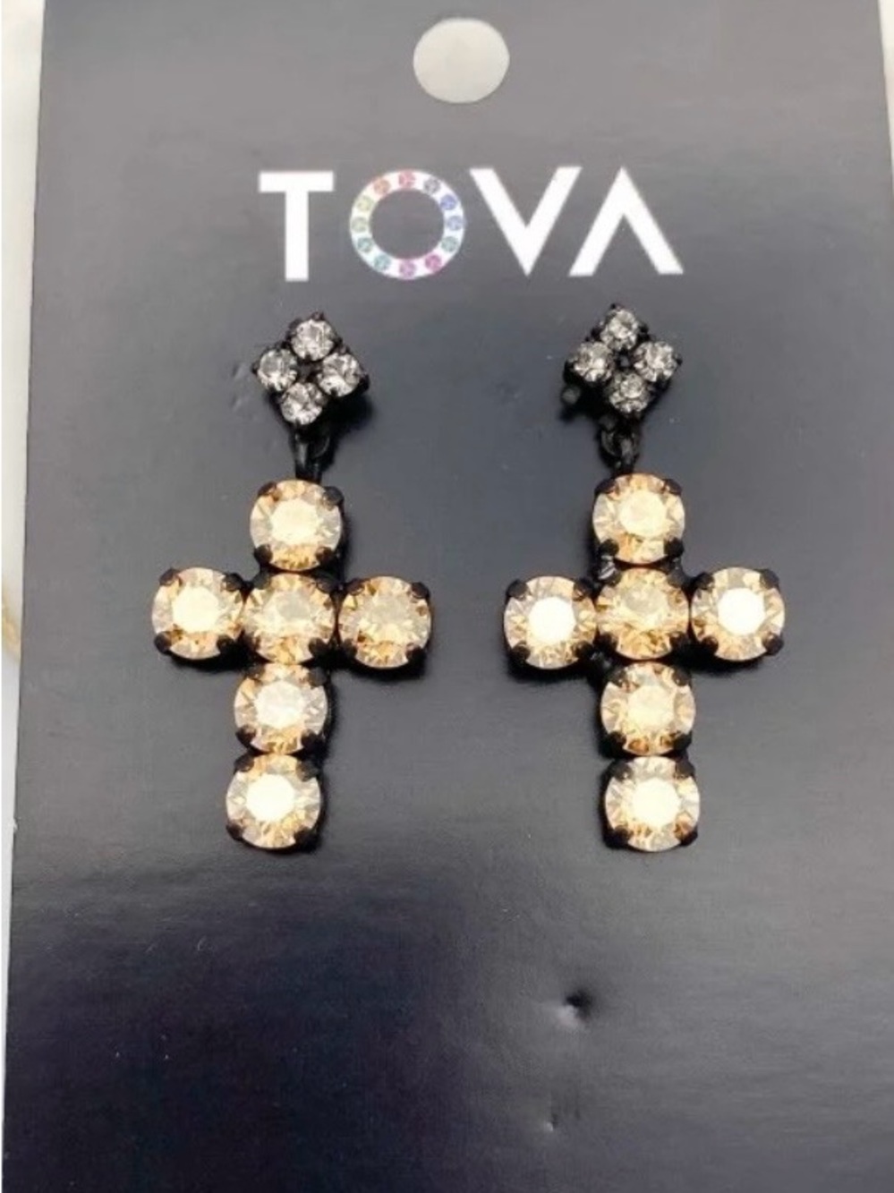 TOVA baby Donatella earrings smutt with caramel stones
